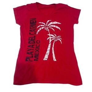 Y2K Mexico Palm Tree Red Graphic Top summer vintage coconut girl tropical 90s